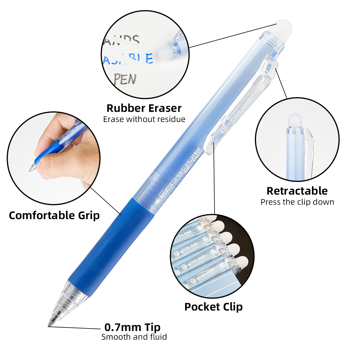 مجموعة من 12 قلمًا قابلًا للسح - مراجعة Retractable Eraser Pen Click وسعره
