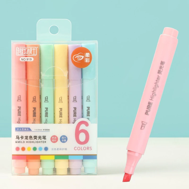 6 قطعة/المجموعة الباستيل اللون - مراجعة Pastel Highlighter Set Double Ended وسعره